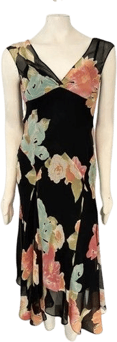 Jones New York 100% Silk Floral Chiffon Slip Dress