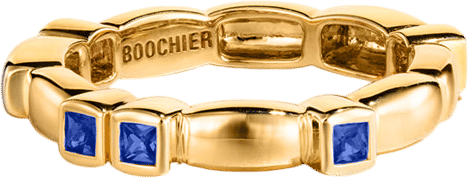 Yellow Gold Blue Sapphire Arcade Eternity Ring