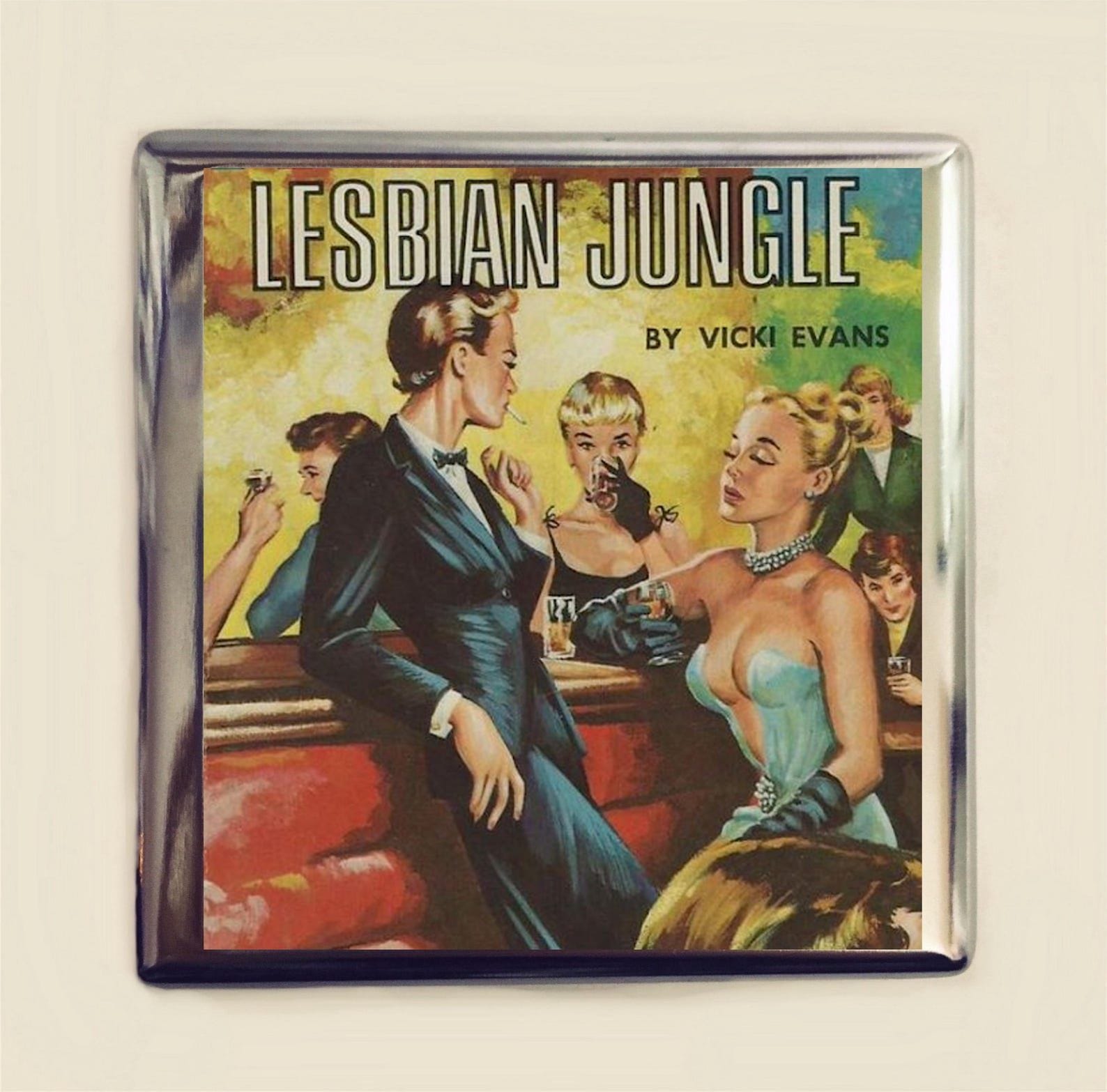fringepop | "lesbian jungle" vintage wlw pulp fiction cigarette/business card case