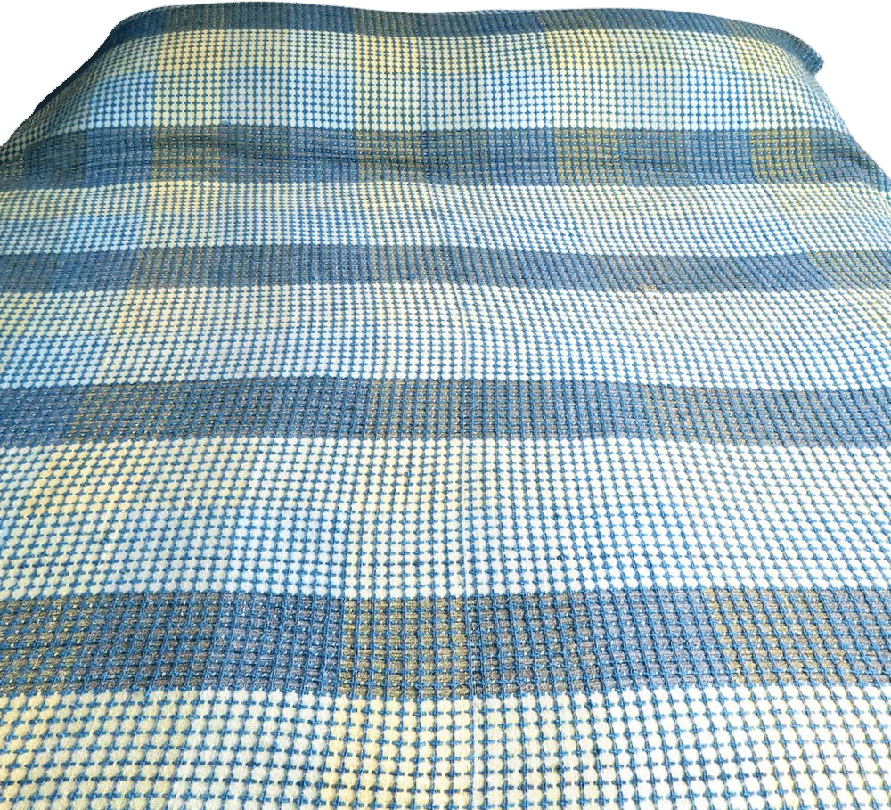 Vintage Blue & Yellow Plaid Coverlet