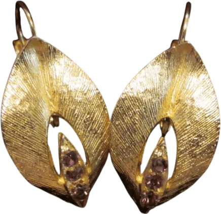 Vintage Gold-Tone Purple Stone Earrings