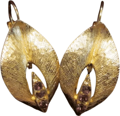 Vintage Gold-Tone Purple Stone Earrings