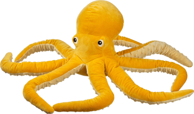 BLÅVINGAD Soft toy, octopus/yellow