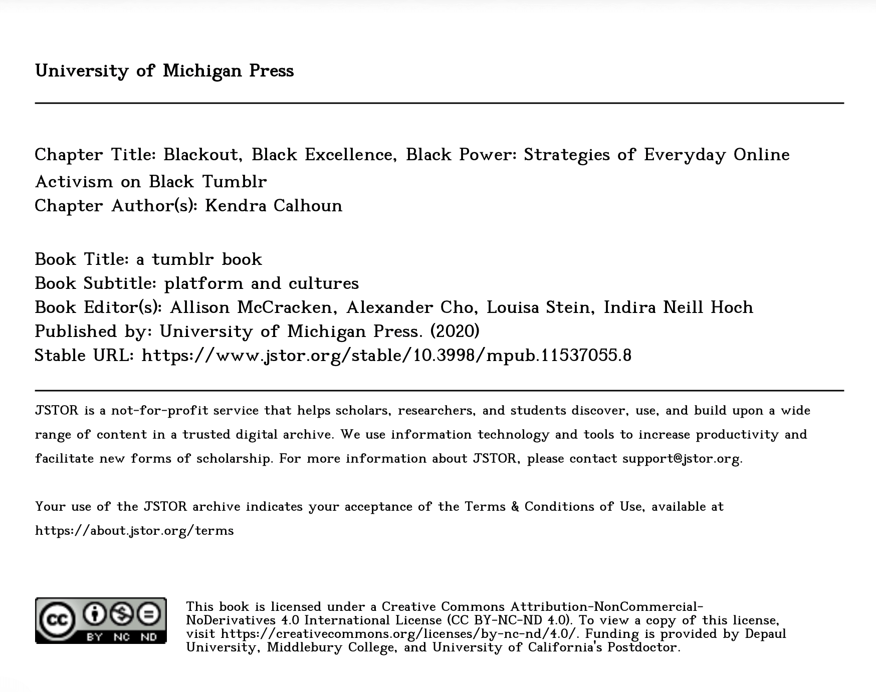 kendra calhoun, Blackout, Black Excellence, Black Power: Strategies of Everyday Online Activism on Black Tumblr