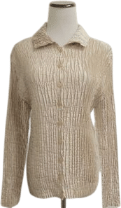 Beige Pleated Shirt Top