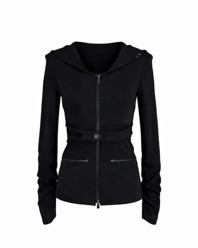 Cut Out Banding Hoodie Zip-Up