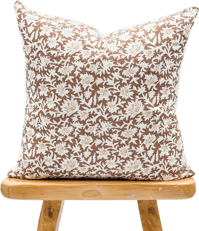 Floral Pillow Cover in Warm Brown and Tan