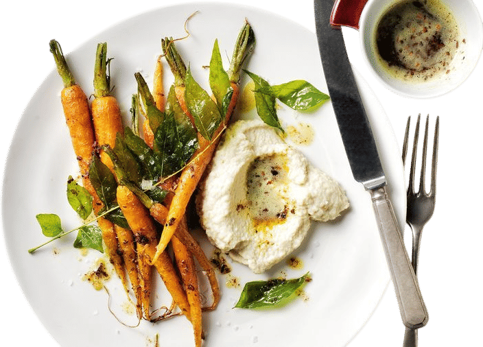 Roasted Carrots with Vadouvan Butter & Almond Cream Recipe