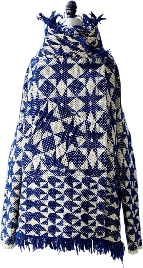 Gary Graham blue and off white overshot octagram coverlet cocoon