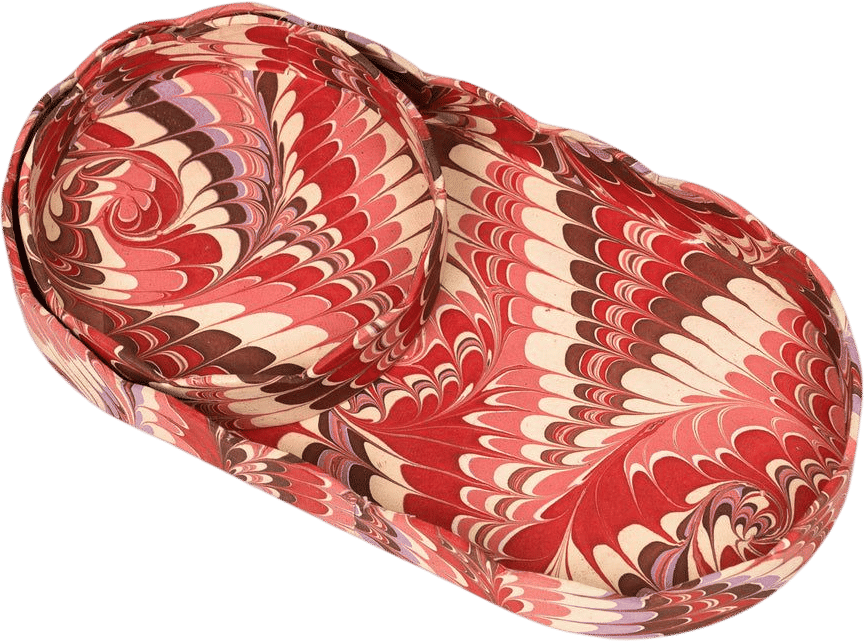 Inner Child Nesting Scalloped Hand-Marbled Oval Desk Tray Set in Florentine Pink