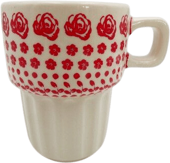 Boleslawiec Polish Pottery Red White Roses Floral Mug