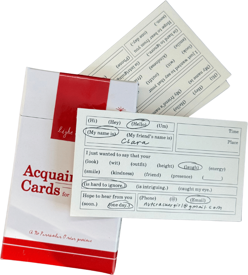 Acquaintance Cards (No Particular Order)