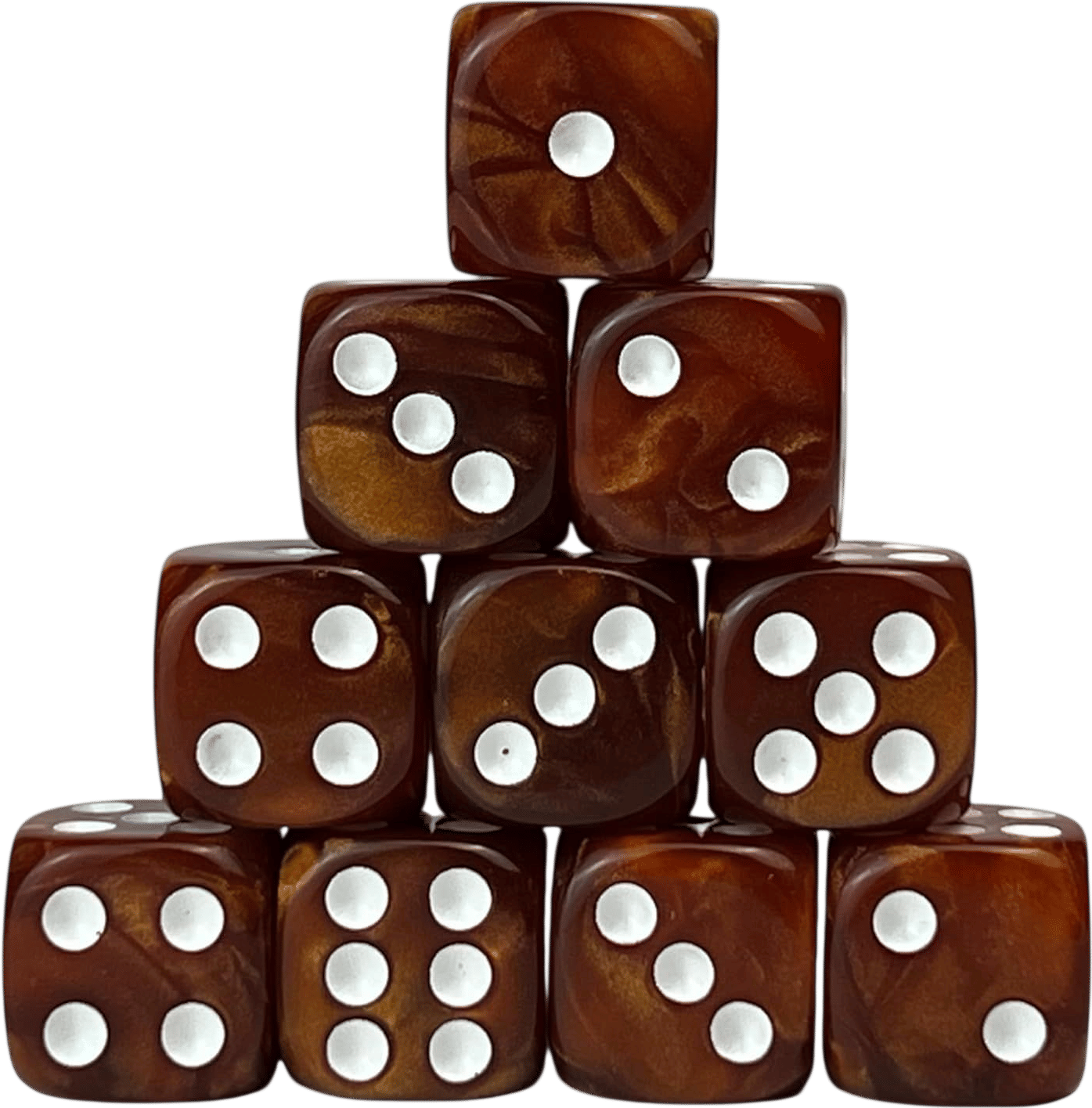 Luck Lab 10 Piece D6 Dice Pack (Brown Pearl)