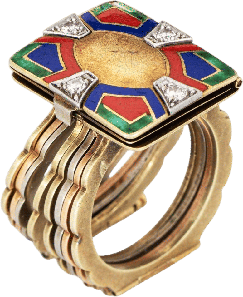 Antique Convertible Ring to Bracelet Folding Book