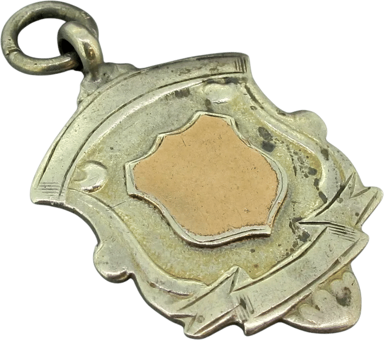 Antique English Sterling Silver & 9k Gold Watch Fob Pendant (1941)