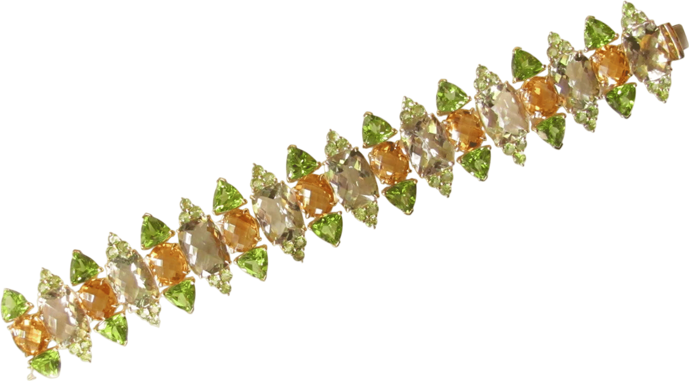 Tony Duquette Peridot, Green Amethyst, and Citrine Bracelet