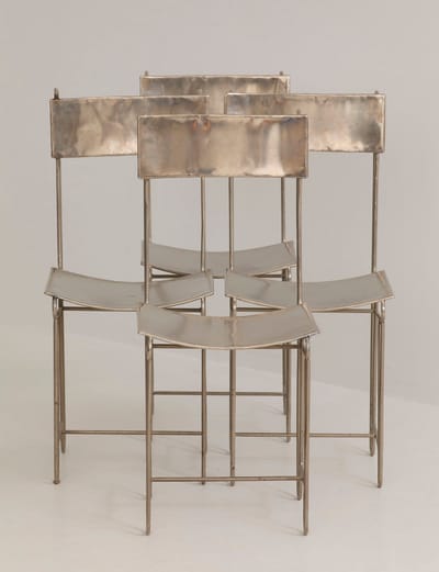 Set of 4 Metal Artist Dining Chairs (1960-70s France)
