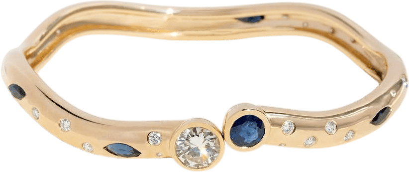 SPUR JEWELRY Hinged Bangle with Diamond and Sapphire