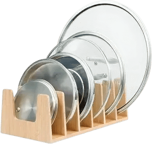 MobileVision Bamboo Pot Lid Holder Organizer