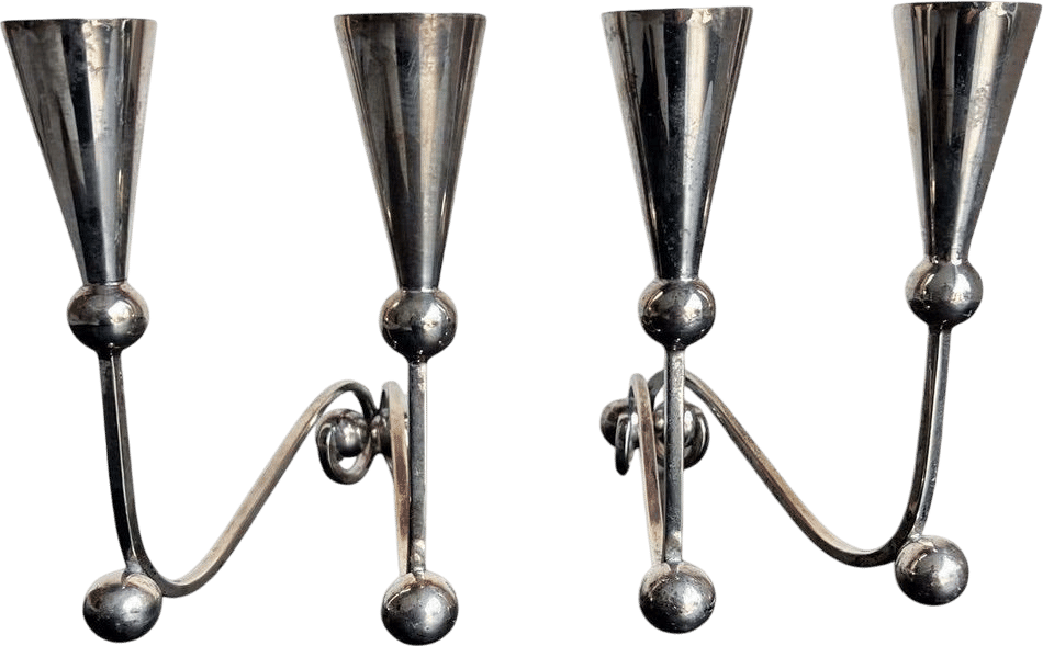 1950s Sculptural Sterling Silver Candelabra Set