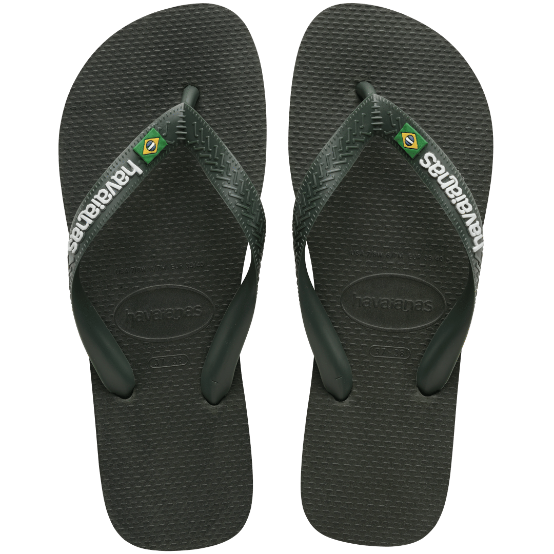 Havaianas Brazil Logo Flip Flops Green Olive