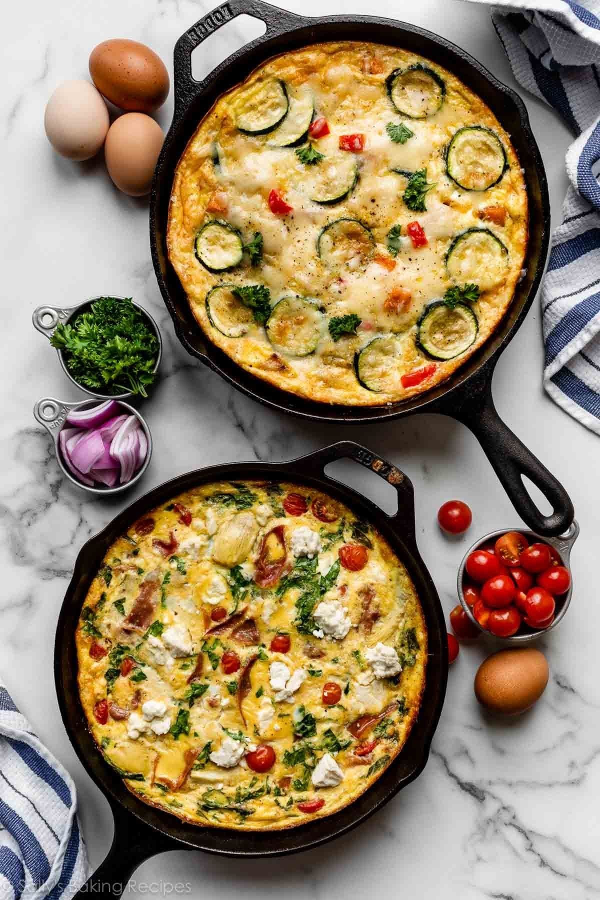 farmers market veggies in a fritatta with side salad