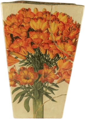 Vintage 1960s Paper Mache Yellow Tulips Waste Basket