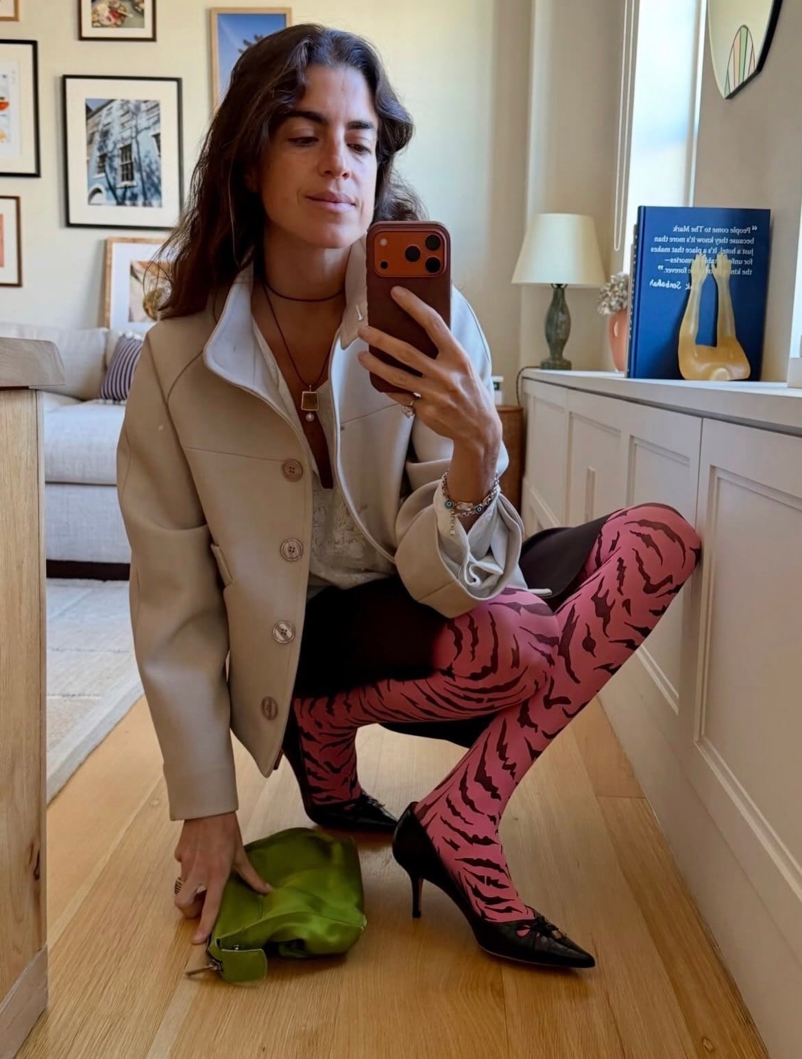 Animal print tights
