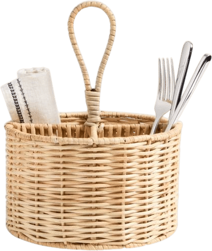 Woven Fiber 8" Flatware Caddy with Handle