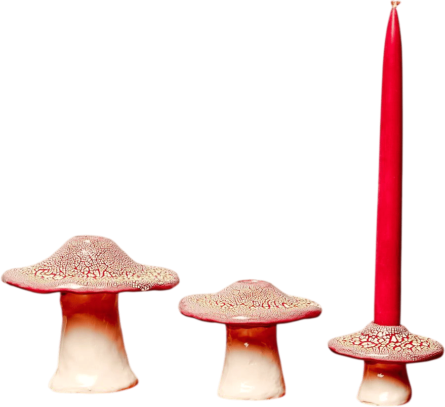 Handmade Ceramic Mushroom Candlestick Holder