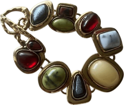 Chunky Gold Vintage Gemstone Bracelet