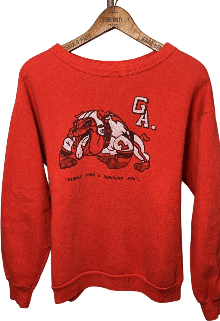 Vintage 60s 70s UGA Junkyard Dog Bulldogs Georgia Sweatshirt Medium 22x24 USA