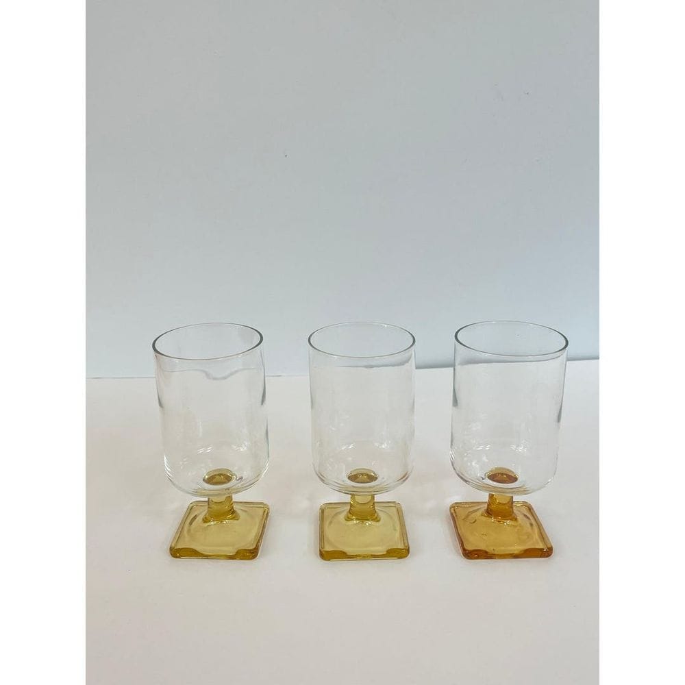 Vintage MCM Nordic Topaz Amber Square Base Wine Glasses Set of 3 MMC Barware - Etsy