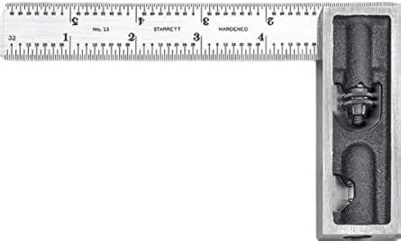 Starrett Steel Inch Reading Double Square with Hardened Graduated Blade - Ideal for Machinists, Toolmakers, Patternmakers - 6" Blade Length, 4R Graduation - 13C