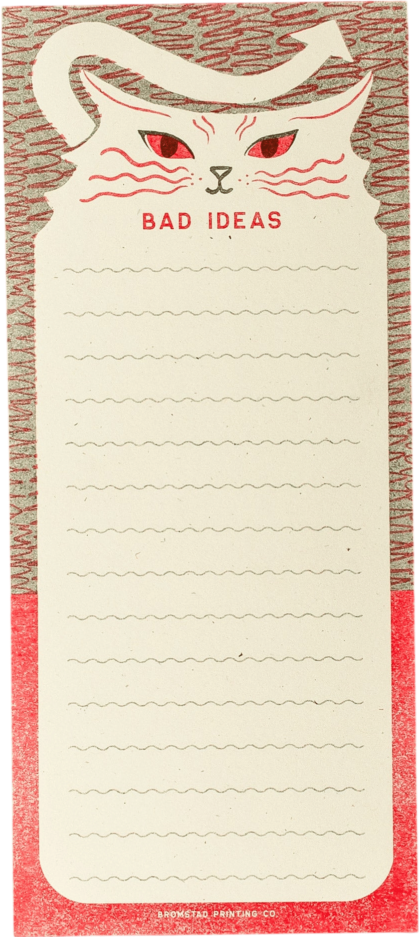 Bad Ideas Cat - Tall Risograph Notepad