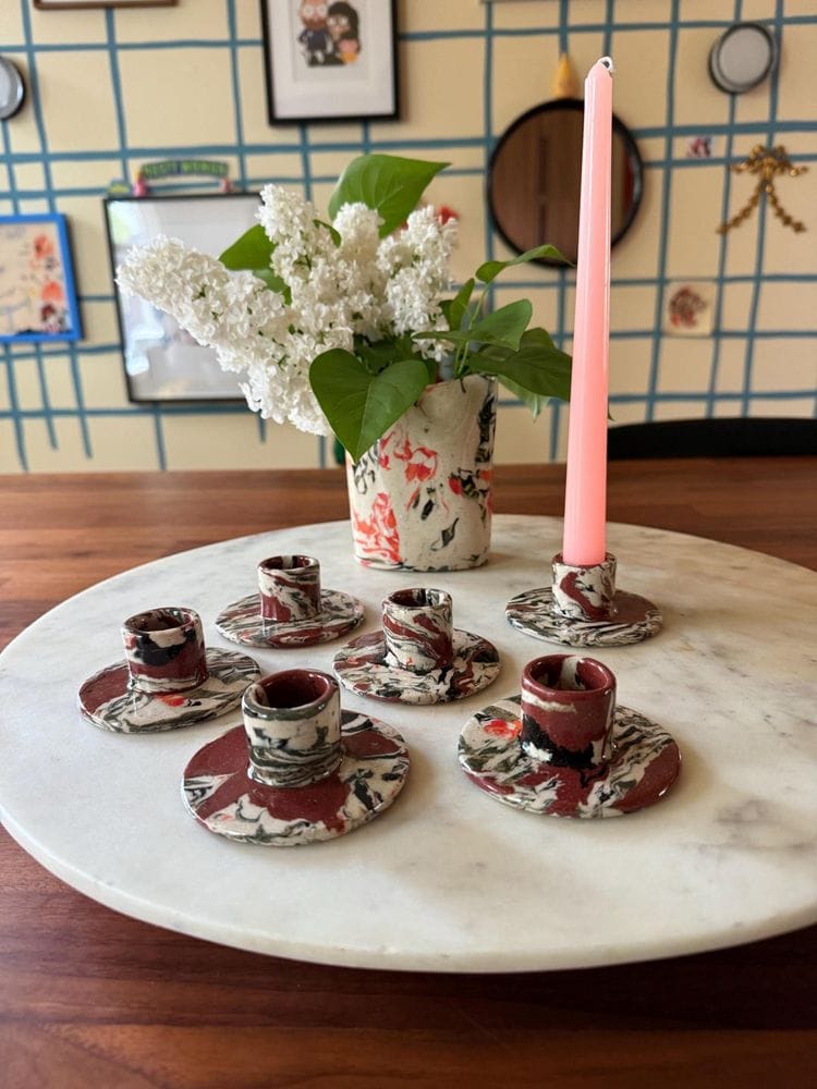 Nerikomi Taper Candle Holders
