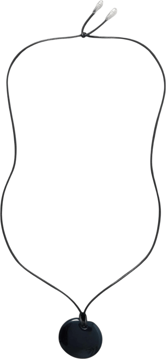 Sophie Buhai | Small Full Moon Silver, Cord And Onyx Necklace