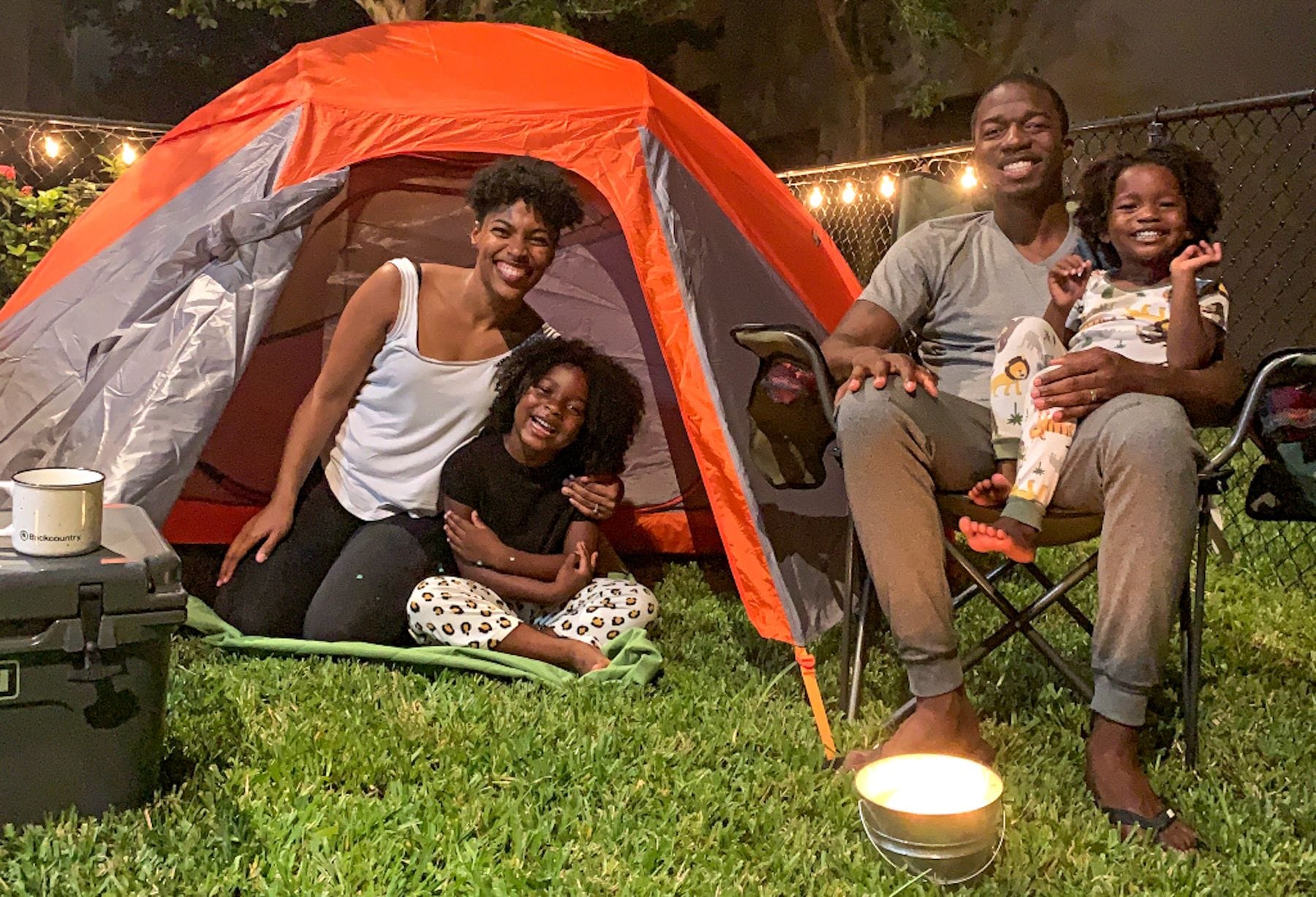 Practice camping in the backyard