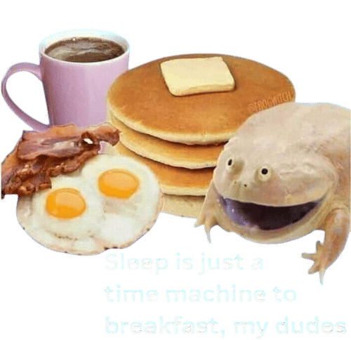 sleep is just a time machine to breakfast