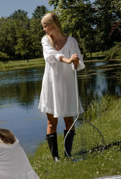 Cotton Lawn Long Sleeve Poet Nightshirt
