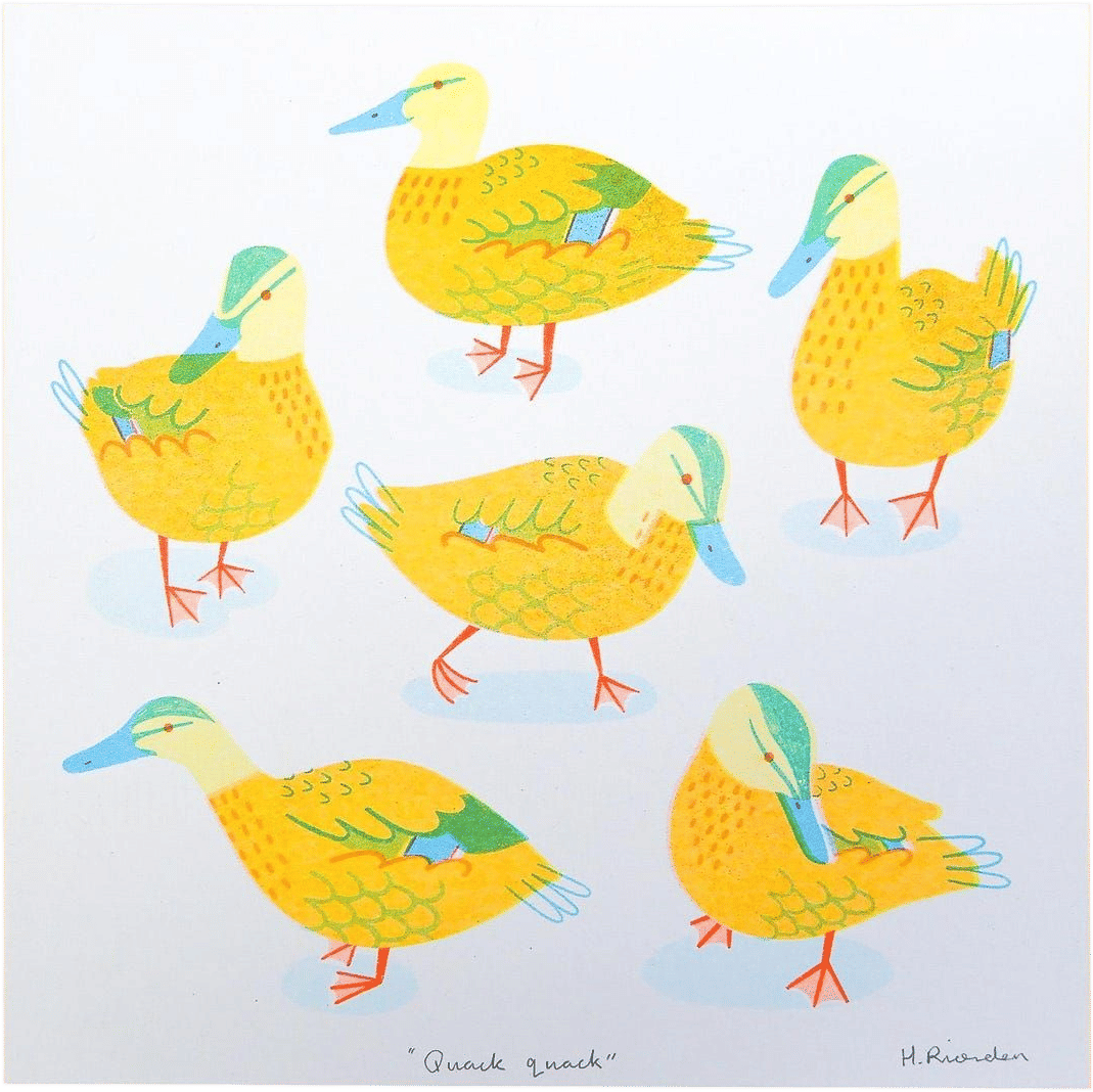 Duck Square Risograph Print