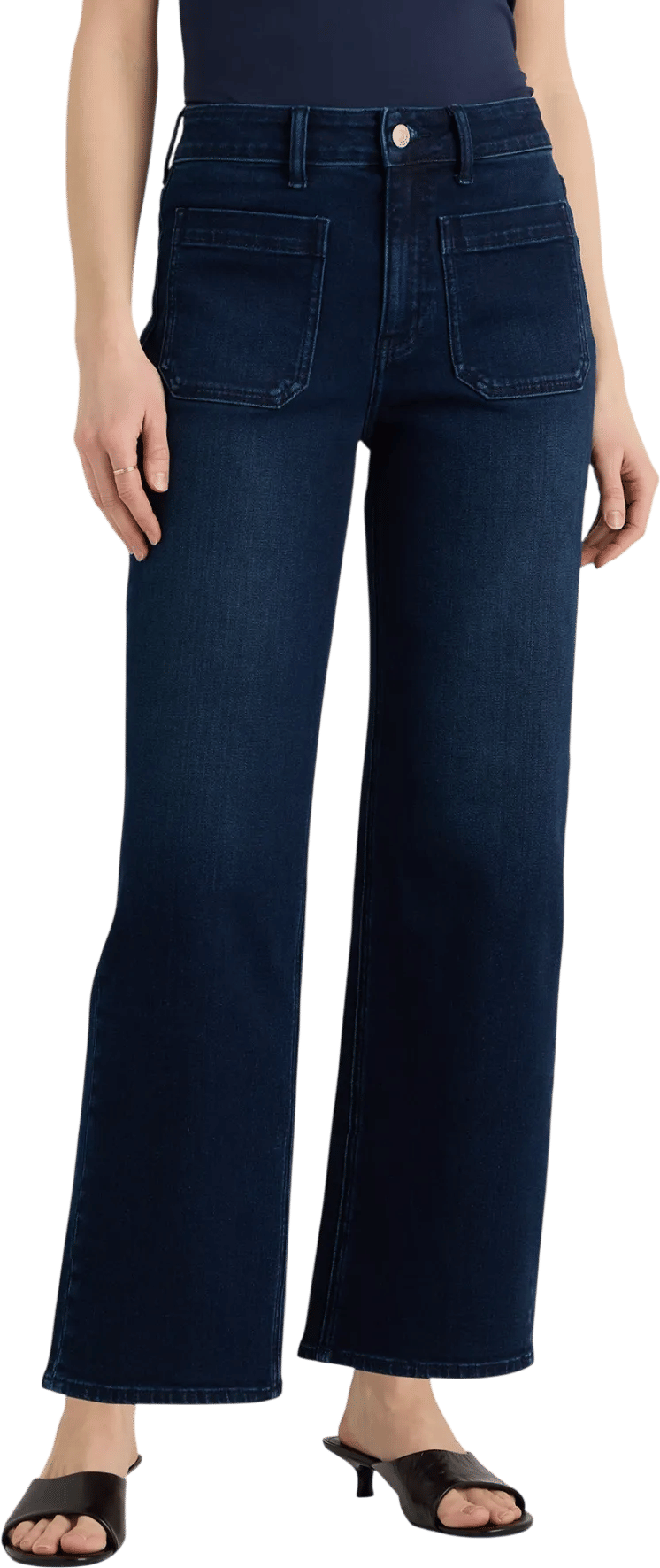 Quince wide leg jeans are only $50 and SOO stretchy