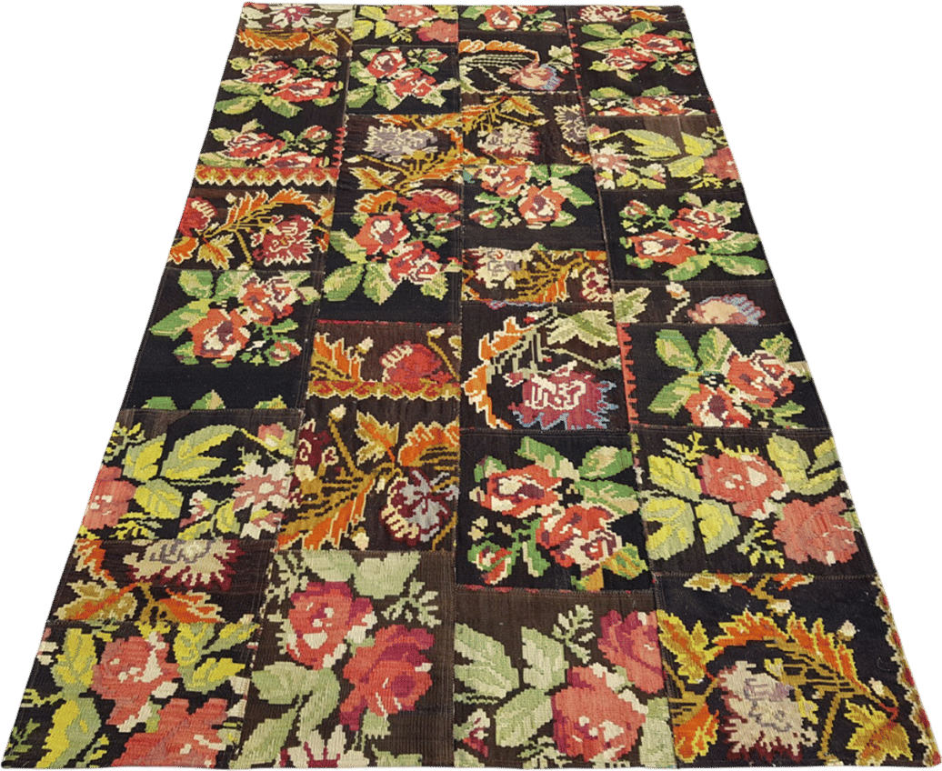 Vintage floral patchwork area rug