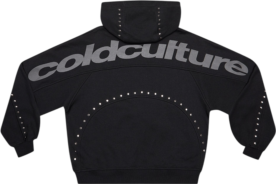Stud Zip Hoodie Black