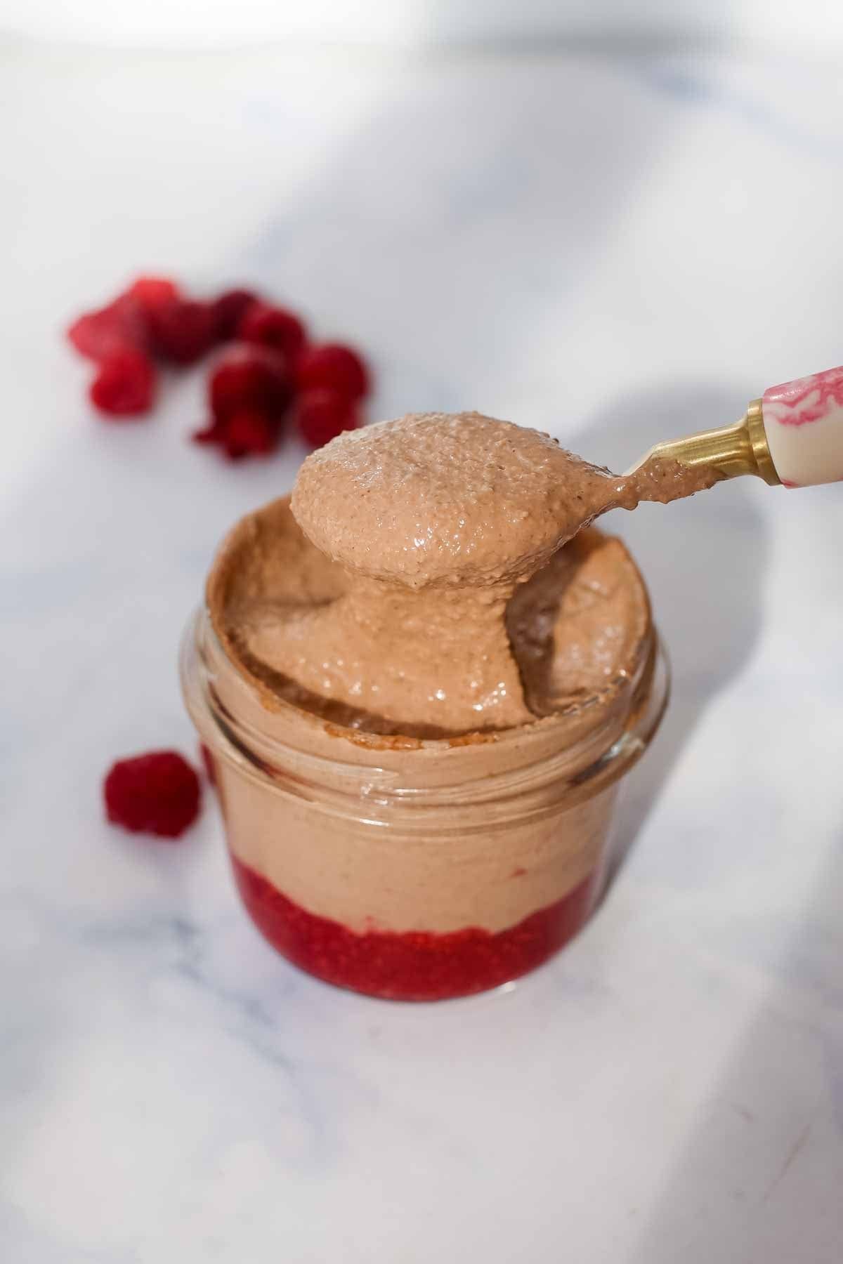 Chocolate Blended Oats with Raspberry Chia Jam