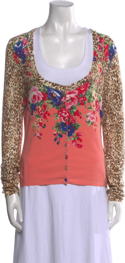 Vintage 2005 Leopard and Floral Print Cardigan