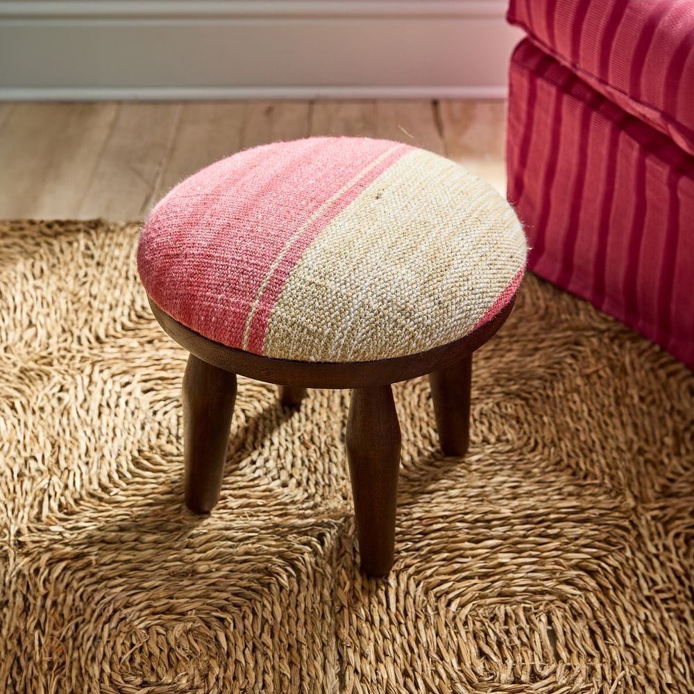 GreenRow Emsley Flatweave Kilim Foot Stool