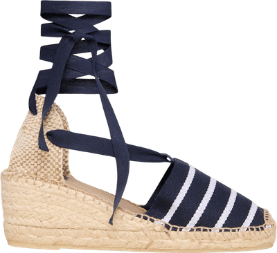 Pia High Espadrille Navy/White Stripe Canvas