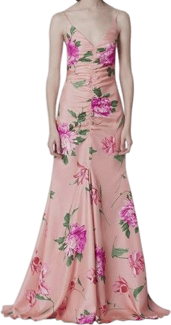Carolina Herrera Women's Pink Ruched Silk Gown Size 8