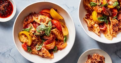 Dumpling Tomato Salad With Chile Crisp Vinaigrette Recipe